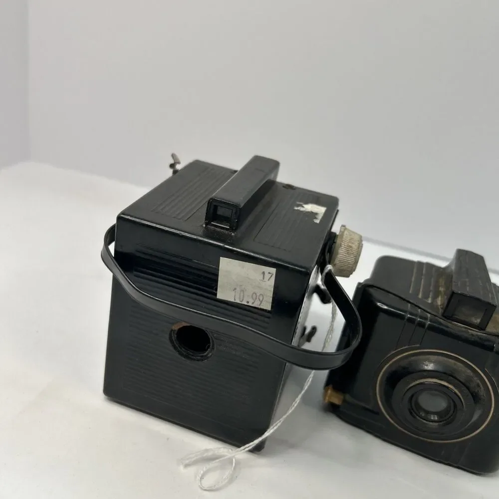 Vintage Art Deco Box Camera Lot Herco Imperial 620 & Antique Falcon Miniature